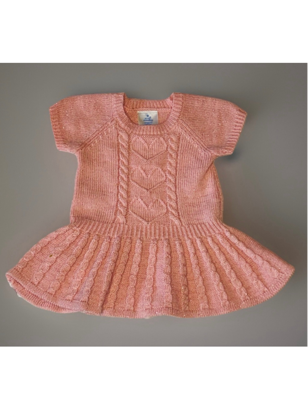 Baby Small Wonders Pink Knit Heart Cable Casual Dress 3-6 Months